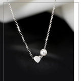 TrustDavis 925 Silver Heart Pearl Choker Necklace, Gift for Her, DB1404