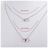 925 Silver Heart Zircon Pendant Double Layer Necklace