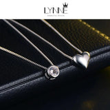 925 Silver Heart Zircon Pendant Double Layer Necklace