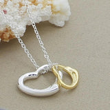 Sterling Silver Double Heart Pendant Necklace Charm Jewelry