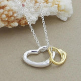 Sterling Silver Double Heart Pendant Necklace Charm Jewelry