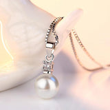 925 Silver Pearl Zircon Pendant Necklace 40 & 45+5cm Rhinestone Choker