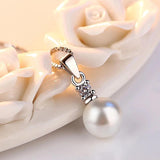 925 Silver Pearl Zircon Pendant Necklace 40 & 45+5cm Rhinestone Choker