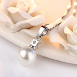 925 Silver Pearl Zircon Pendant Necklace 40 & 45+5cm Rhinestone Choker