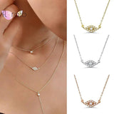 925 Silver Evil Eye Diamond Pendant Necklace Crystal Fine Jewelry