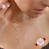 925 Silver Evil Eye Diamond Pendant Necklace Crystal Fine Jewelry