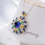 Tanzanite Stone Pendant Necklace Silver Chokers Jewelry