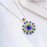 Tanzanite Stone Pendant Necklace Silver Chokers Jewelry