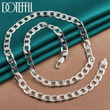 925 Silver 8mm Flat Chain Necklace Wedding Charm Jewelry