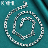925 Silver 8mm Flat Chain Necklace Wedding Charm Jewelry