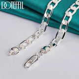 925 Silver 8mm Flat Chain Necklace Wedding Charm Jewelry