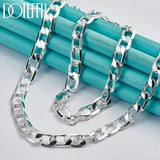 925 Silver 8mm Flat Chain Necklace Wedding Charm Jewelry