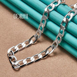 925 Silver 8mm Flat Chain Necklace Wedding Charm Jewelry