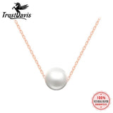 TrustDavis 925 Sterling Silver Pearl Pendant Necklace For Women