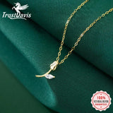 Trustdavis 925 Silver Sweet Tulip CZ Necklace Women Wedding Party Jewelry