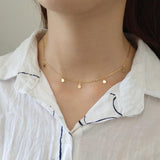 TrustDavis 925 Silver Round Choker Necklace Chain Charm Women Jewelry ED332