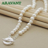Freshwater Pearl Necklace 925 Silver Chain Jewelry