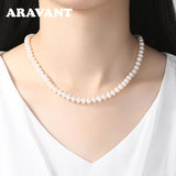 Freshwater Pearl Necklace 925 Silver Chain Jewelry