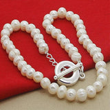 Freshwater Pearl Necklace 925 Silver Chain Jewelry