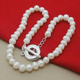 Freshwater Pearl Necklace 925 Silver Chain Jewelry