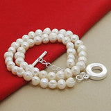 Freshwater Pearl Necklace 925 Silver Chain Jewelry