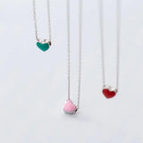 TrustDavis 925 Sterling Silver Sweet Heart Pendant Short Necklace For Women