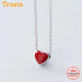 TrustDavis 925 Sterling Silver Sweet Heart Pendant Short Necklace For Women