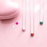 TrustDavis 925 Sterling Silver Sweet Heart Pendant Short Necklace For Women