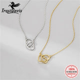 Trustdavis 925 Silver Double Heart Clavicle Necklace Women Wedding Gift