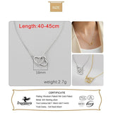 Trustdavis 925 Silver Double Heart Clavicle Necklace Women Wedding Gift