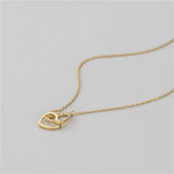 Trustdavis 925 Silver Double Heart Clavicle Necklace Women Wedding Gift