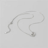 Trustdavis 925 Silver Double Heart Clavicle Necklace Women Wedding Gift