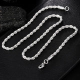 925 Silver 4MM Twist Snake Chain Necklace Men Women 16-30 Inches