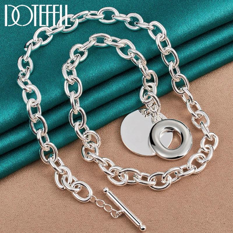 925 Silver Round Pendant Necklace 18 Inches Chain