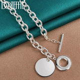 925 Silver Round Pendant Necklace 18 Inches Chain