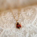 Silver Water Drop Ruby Necklace Pendant Charming Charm Ladies Wedding Party