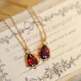Silver Water Drop Ruby Necklace Pendant Charming Charm Ladies Wedding Party