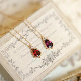 Silver Water Drop Ruby Necklace Pendant Charming Charm Ladies Wedding Party