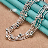 925 Silver Snake Chain Beads Necklace Wedding Party