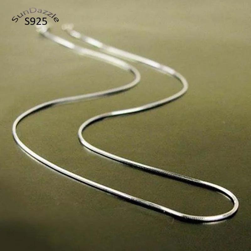 925 Sterling Silver Chain Necklace Men Women Snake Chain 0.7mm Collier Necklaces