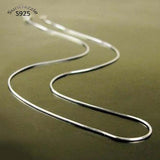 925 Sterling Silver Chain Necklace Men Women Snake Chain 0.7mm Collier Necklaces