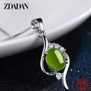 925 Silver Emerald Necklace Women Jewelry Accessories