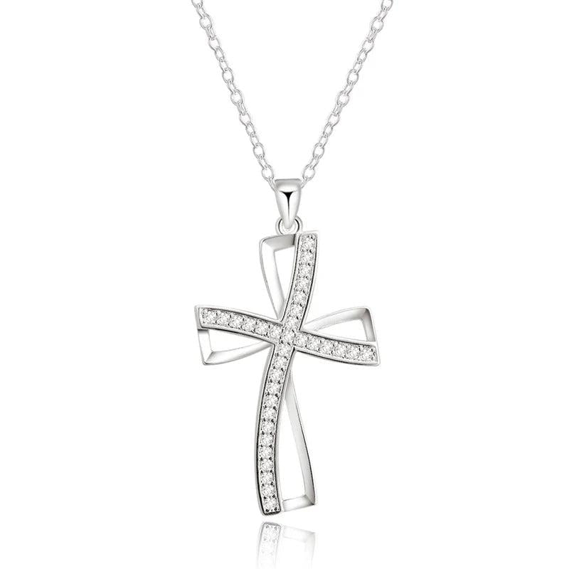 925 Silver Cross Pendant Necklace for Women
