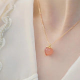Pink Agate Pendant Necklace for Women YNC168