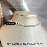 4mm Shell Pearl Necklace 40-60cm 925 Sterling Silver Chain Classic Jewelry