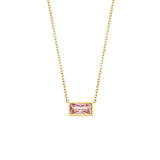 Minimalist Rectangle Crystal Plate Pendant Necklace Solid Zircon Necklace