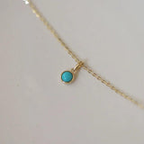 925 Silver 14K Plated Turquoise Pendant Choker Necklace Women
