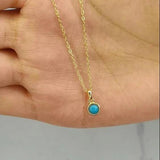 925 Silver 14K Plated Turquoise Pendant Choker Necklace Women