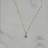 925 Silver 14K Plated Turquoise Pendant Choker Necklace Women