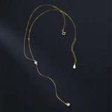 TrustDavis Long Tassel Round CZ Chain Necklace For Women Wedding Party